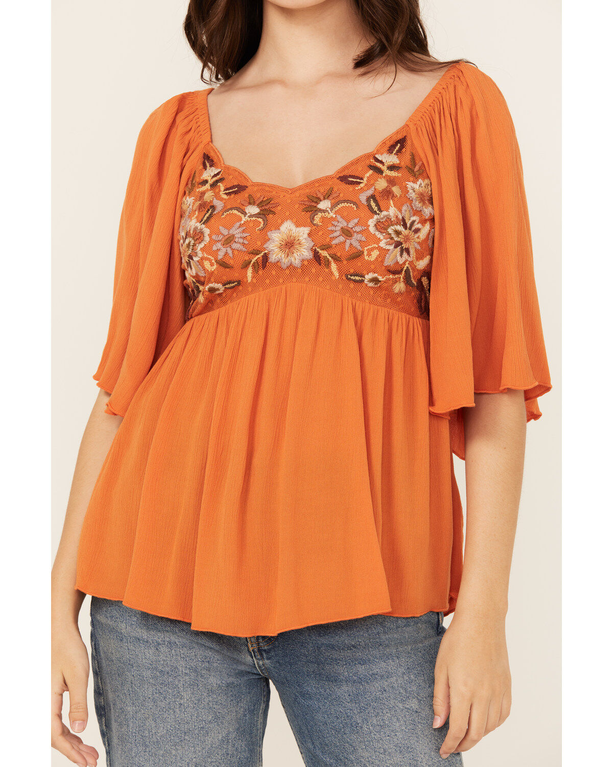 Shyanne Women's Peasant Embroidered Short Sleeve Shirt