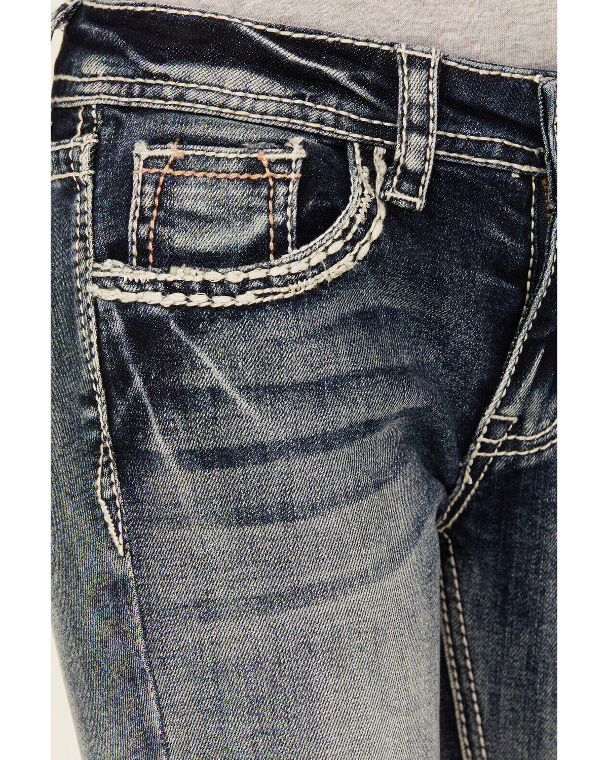 Grace in LA Little Girls' Light Wash Horseshoe Floral Bootcut Denim Jeans