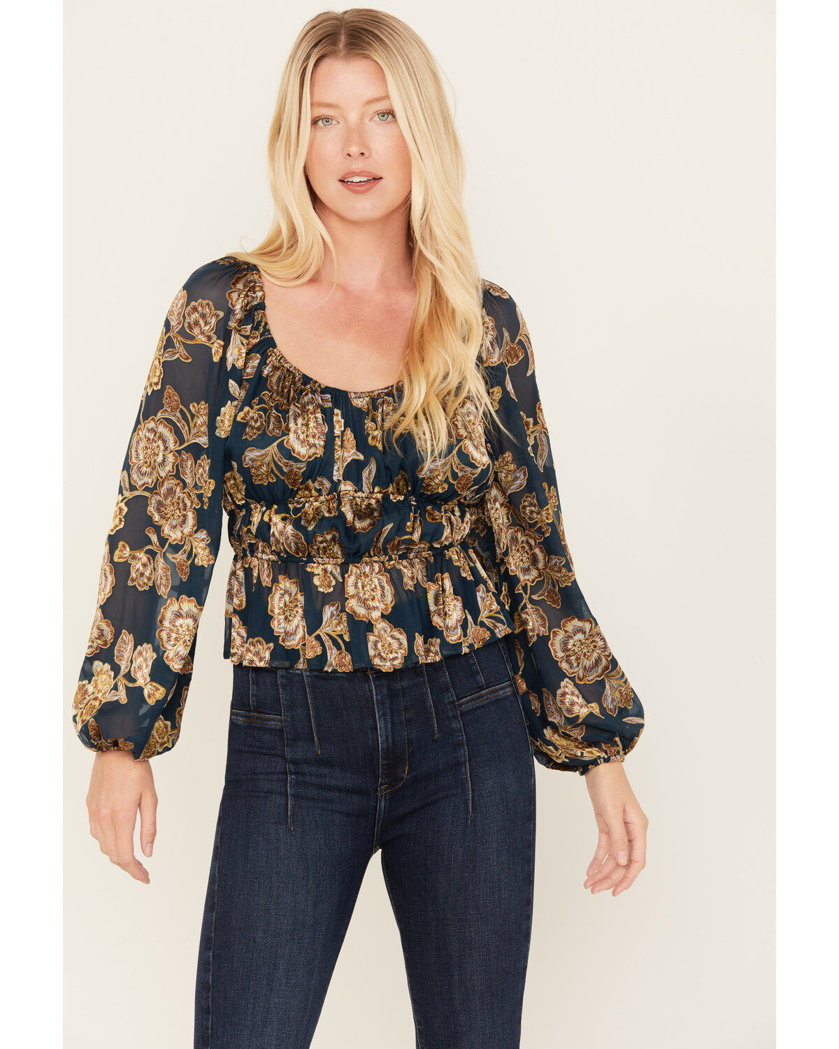 Shyanne Women's Floral Print Burnout Top