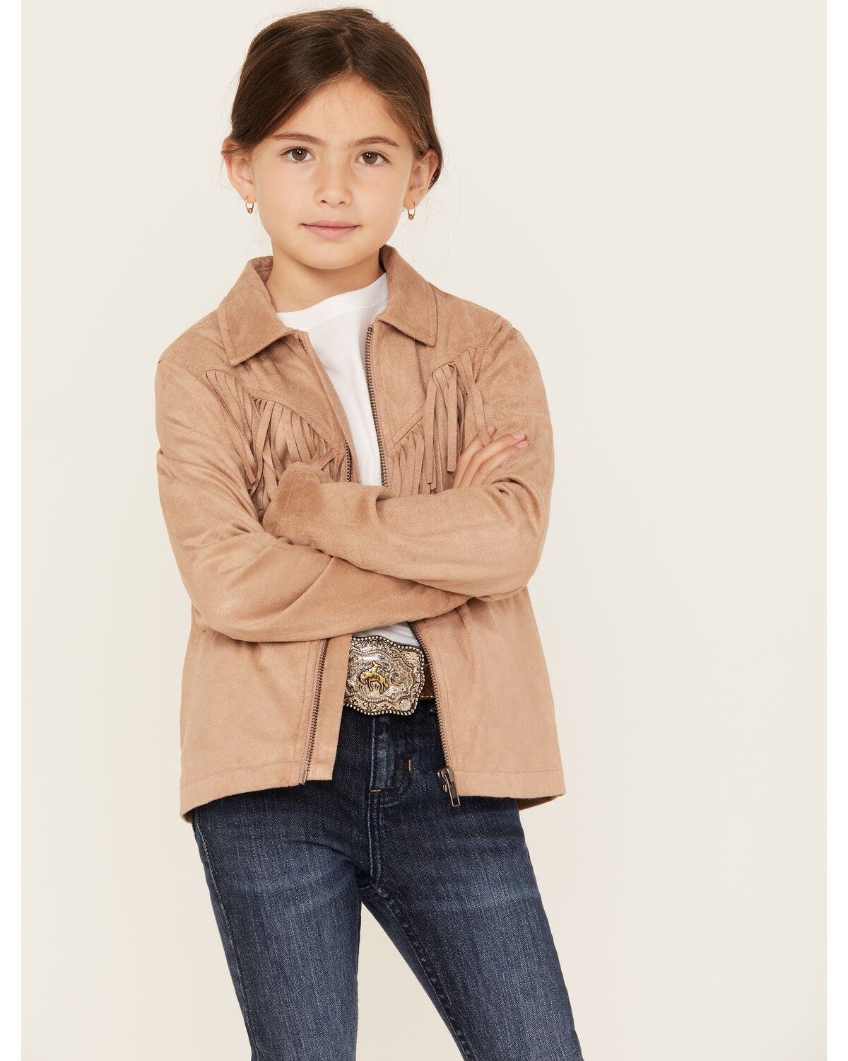 Shyanne Girls' Faux Suede Fringe Jacket