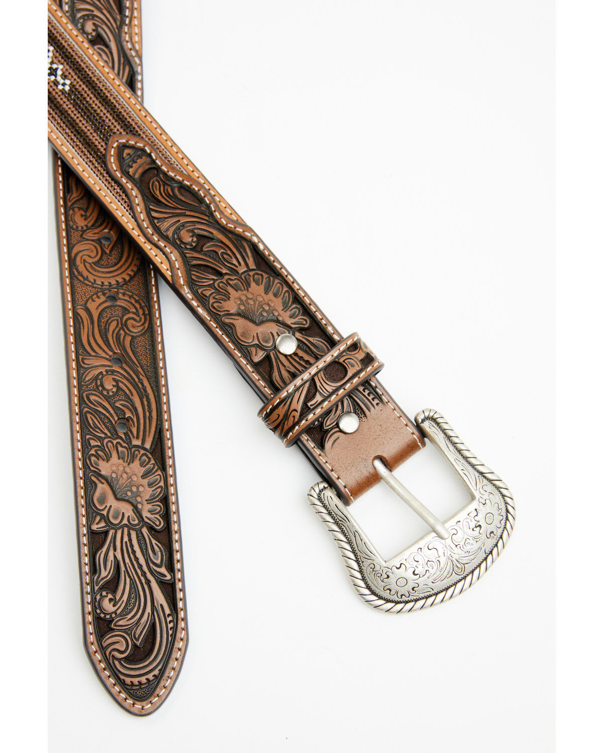 Cody James Men's Austin Southwestern Print Embroidered and Tooled Belt