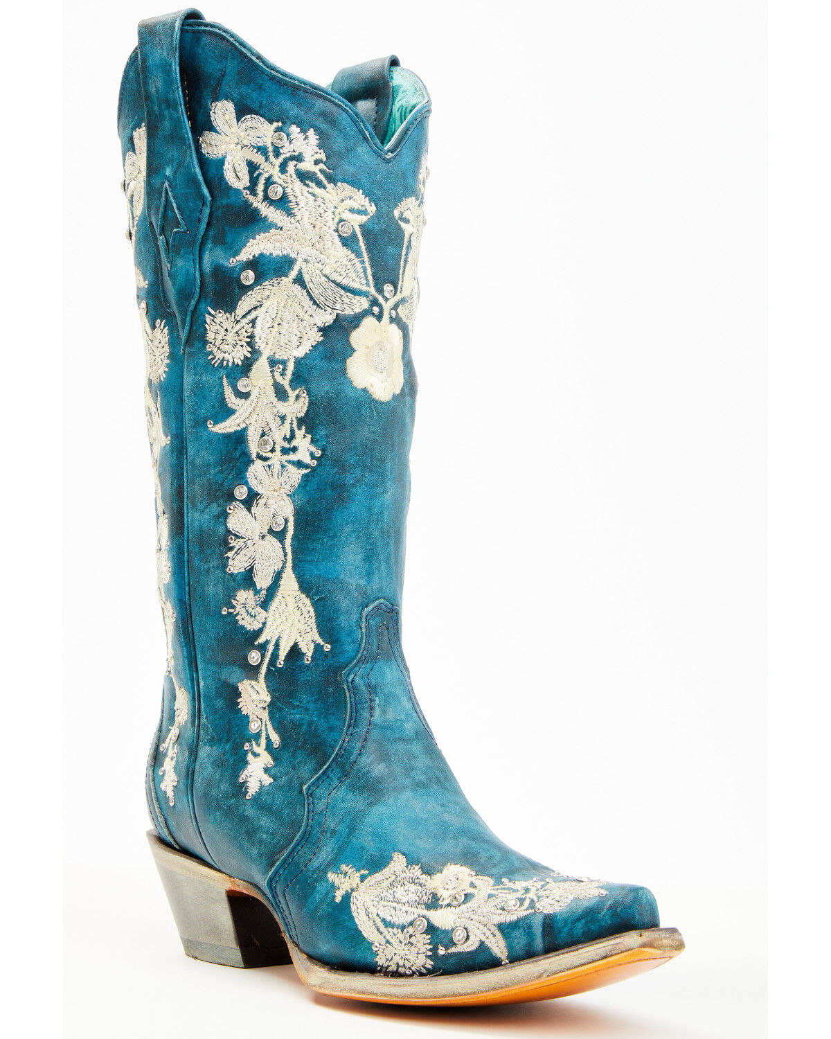 Corral Women's Floral Embroidered & Rhinestone Studded Western Boots - Snip Toe