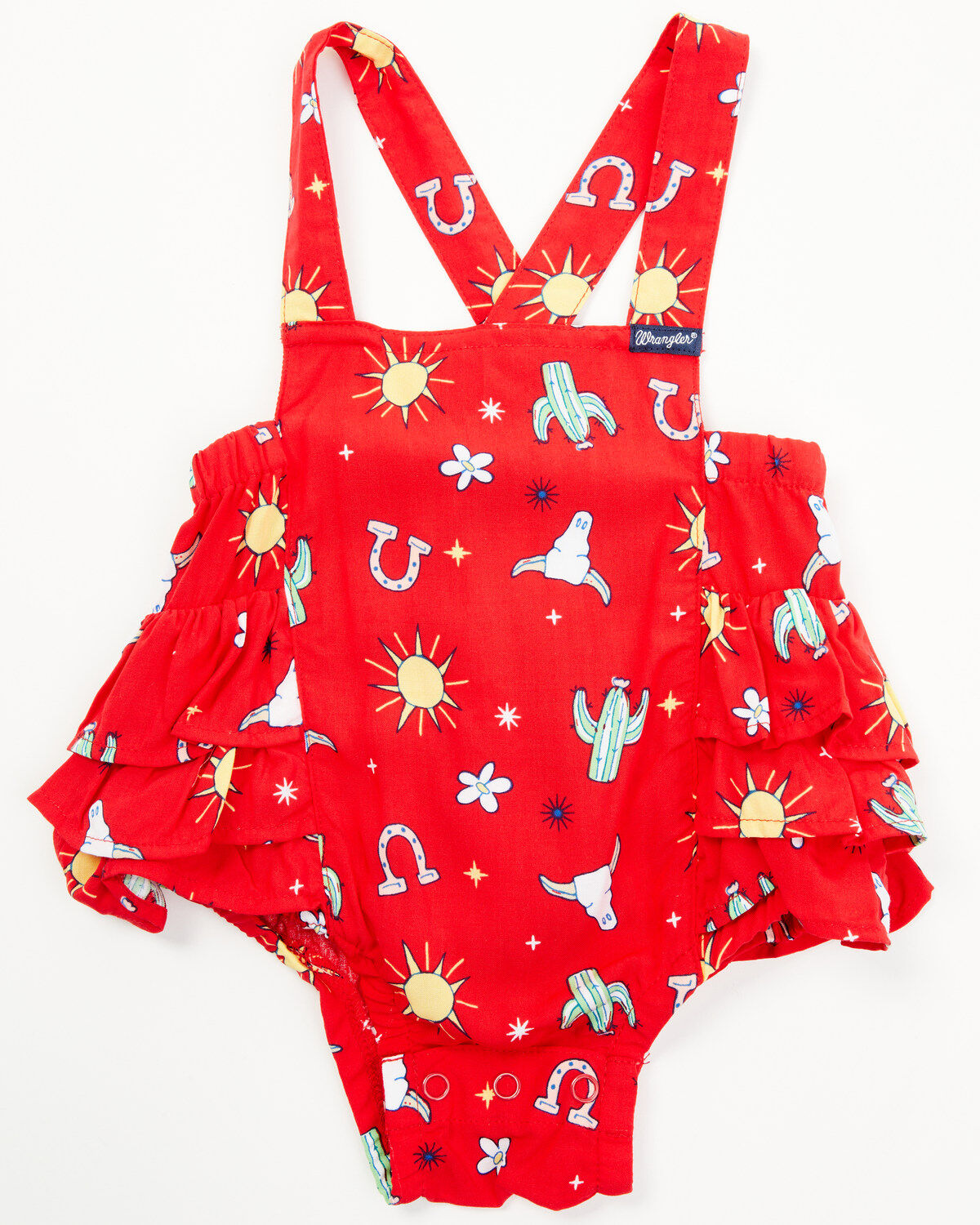 Wrangler Infant Girls' Conversation Print Ruffle Overalls