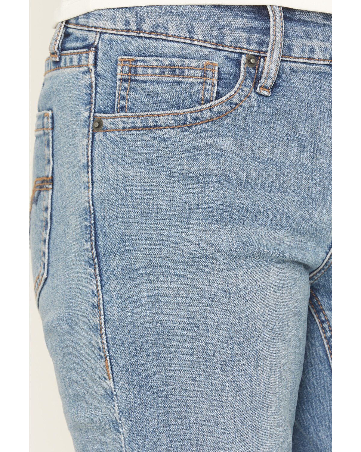 Rock & Roll Denim Women's Medium Wash High Rise Distressed Modest Bootcut Stretch Denim Jeans