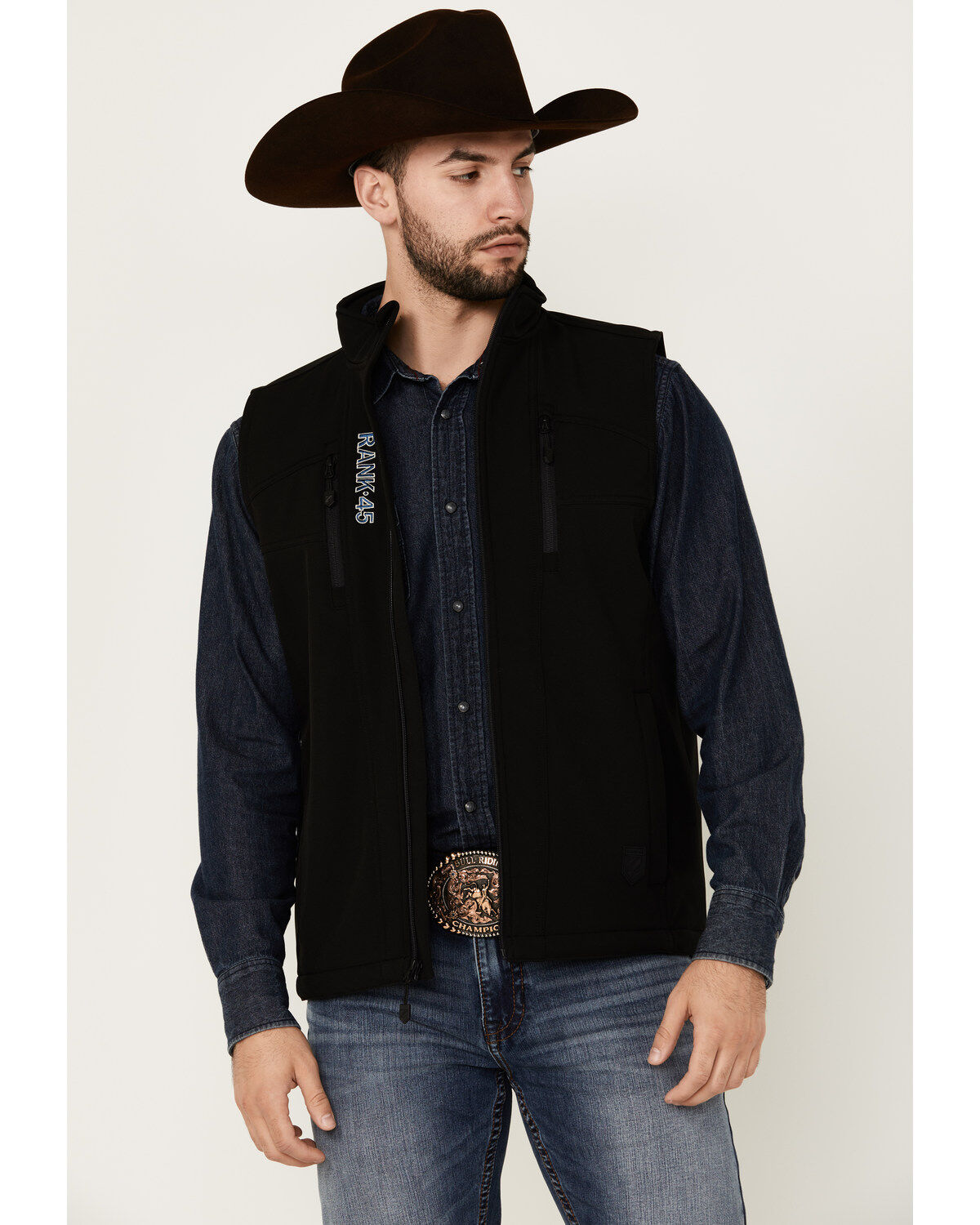 RANK 45® Men's Ralington Embroidered Softshell Vest