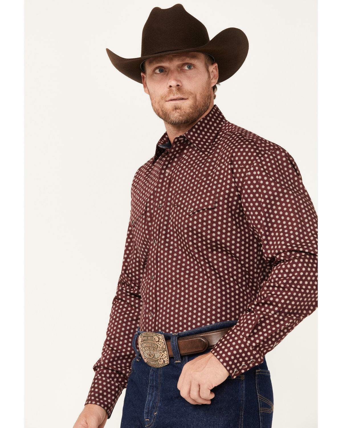 Stetson Men's Geo Print Long Sleeve Snap Western Shirt