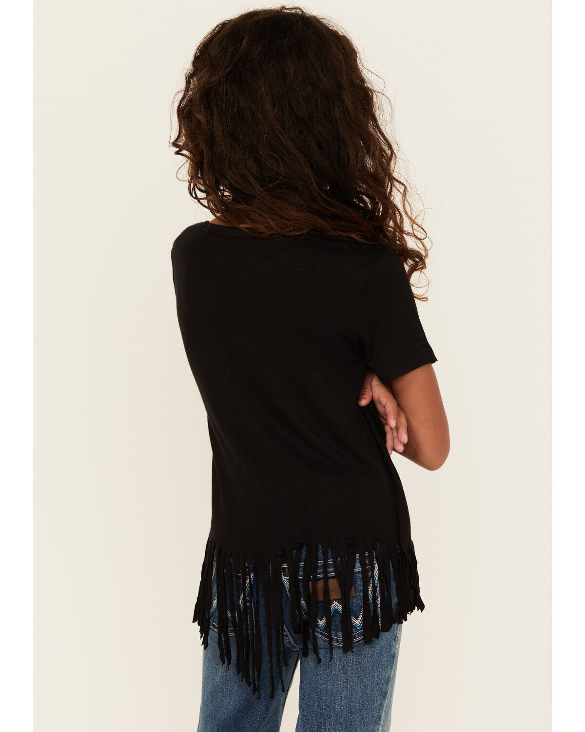 Cowgirl Hardware Girls' Bandana Fringe Short Sleeve Graphic Tee