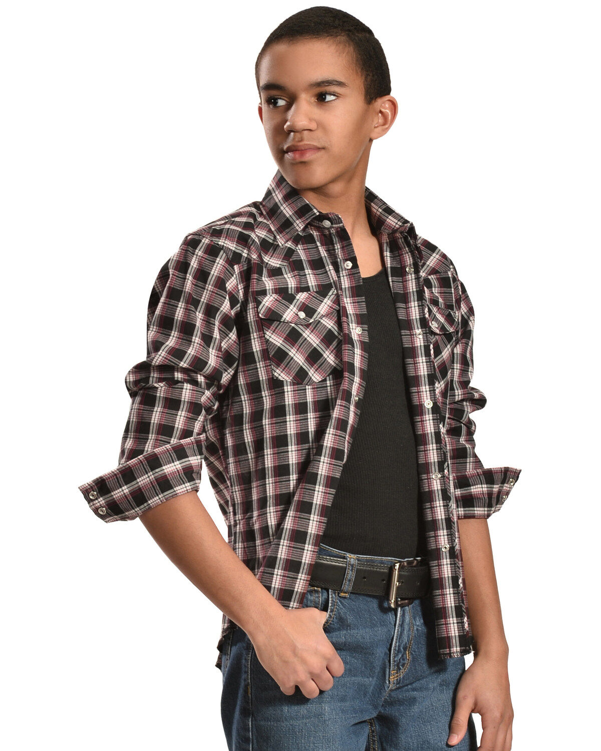 Wrangler Boy's Assorted Western Plaid Shirt