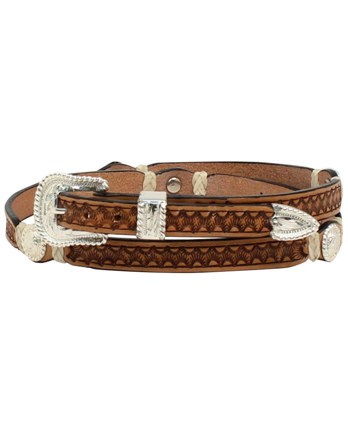 M & F Western Men's Stamp Rawhide Concho Hatband