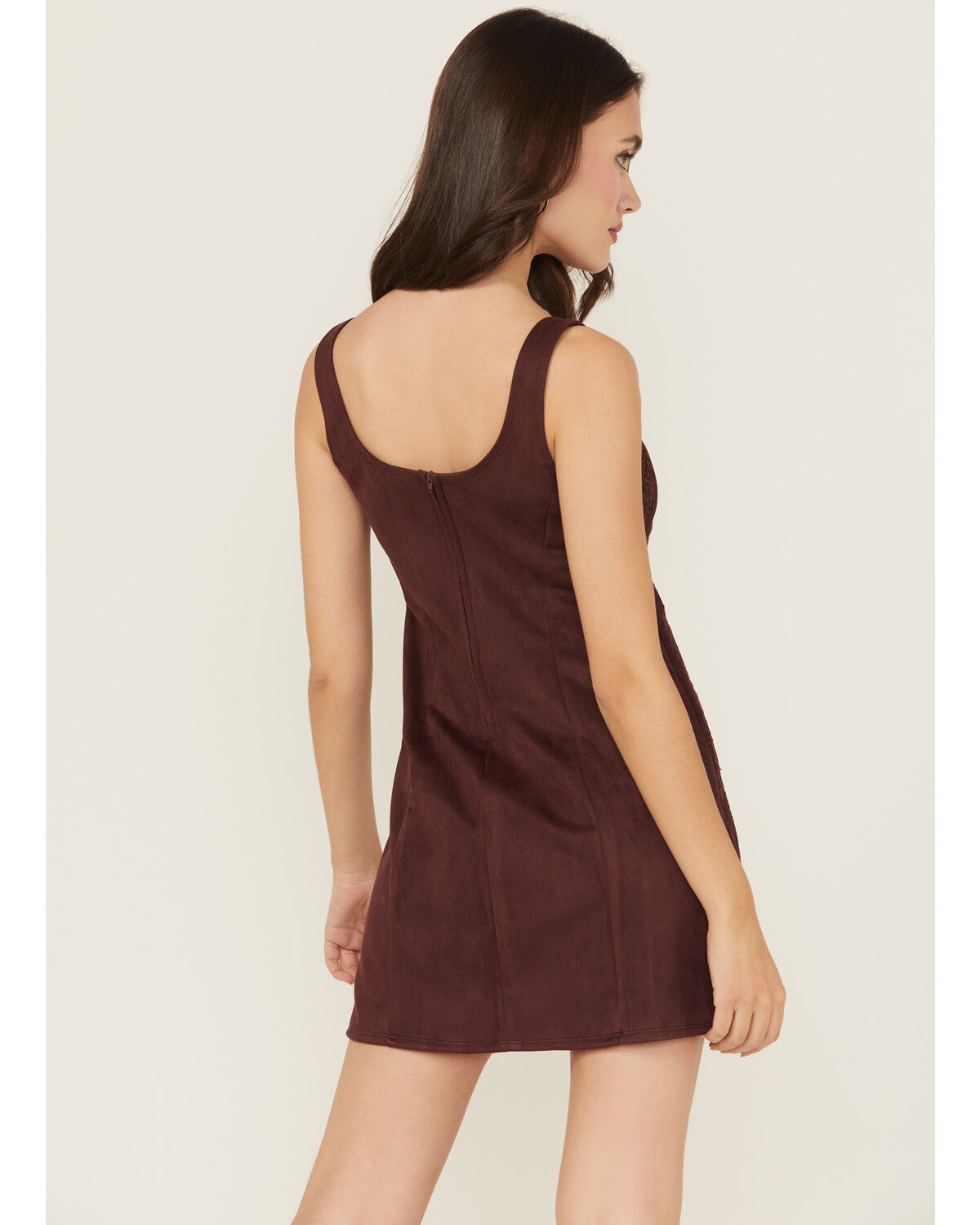 Shyanne Women's Faux Suede Lace Tank Mini Dress