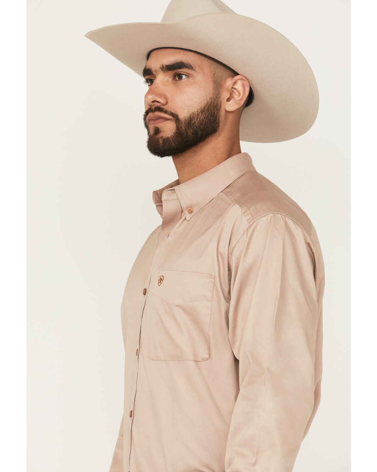 Ariat Men's Khaki Solid Twill Long Sleeve Western Shirt