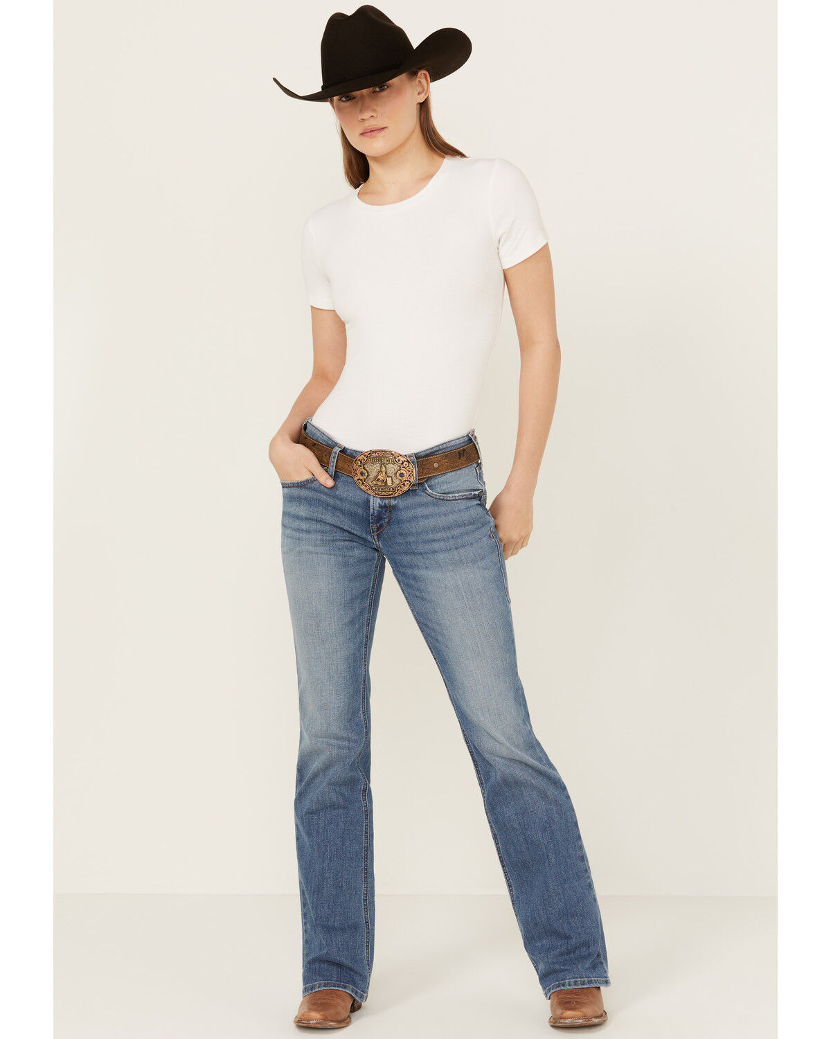 Ariat Women's Allison Medium Wash Mid Rise Bootcut Stretch Denim Jeans