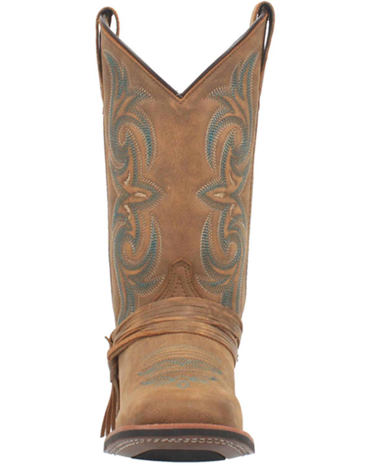 Laredo Women's Tan Turquoise Stitching Western Boots - Square Toe