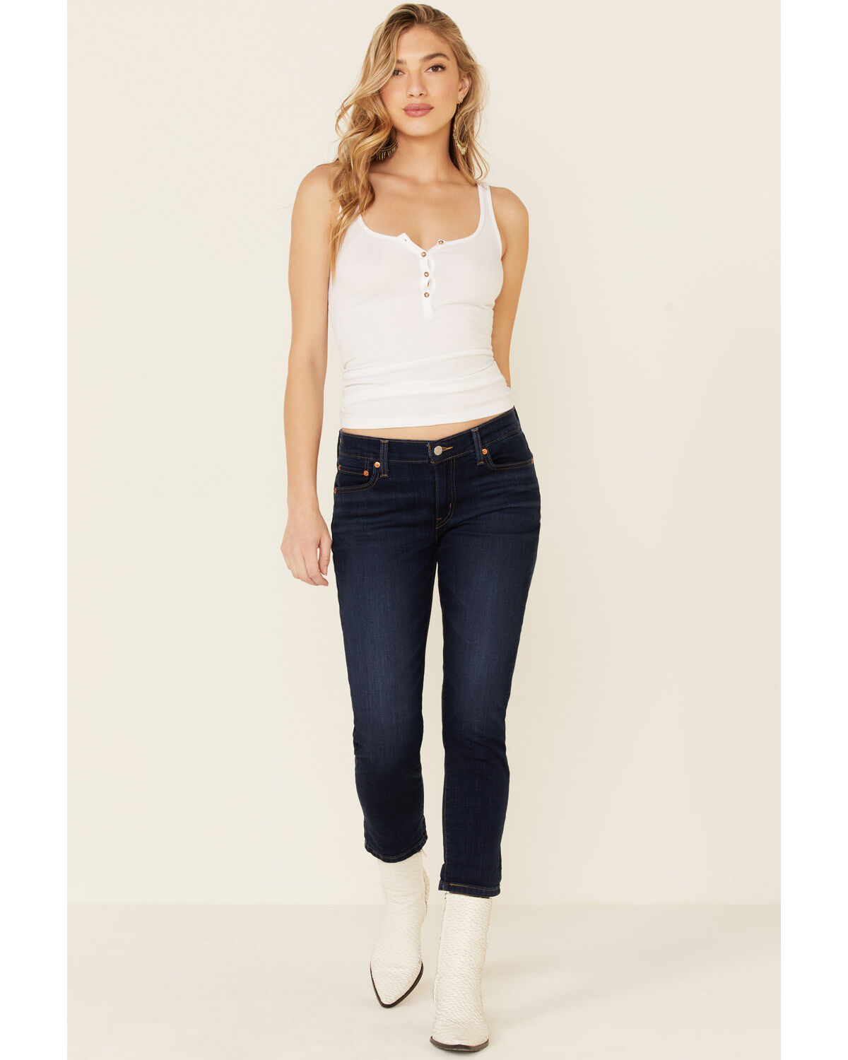 Levi's Women's Dark Wash Cobalt Obedience Boyfriend Crop Jeans