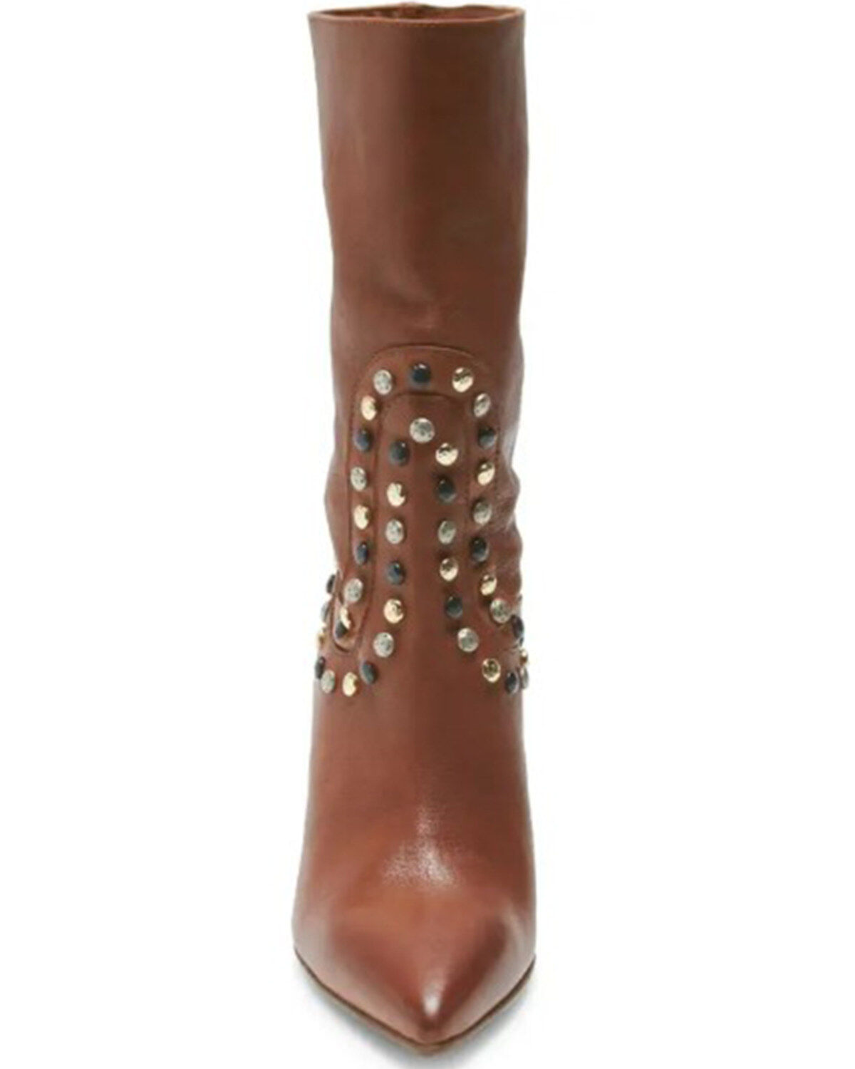 Free People Women's Dakota Heel Studded Leather Western Boots - Round Toe