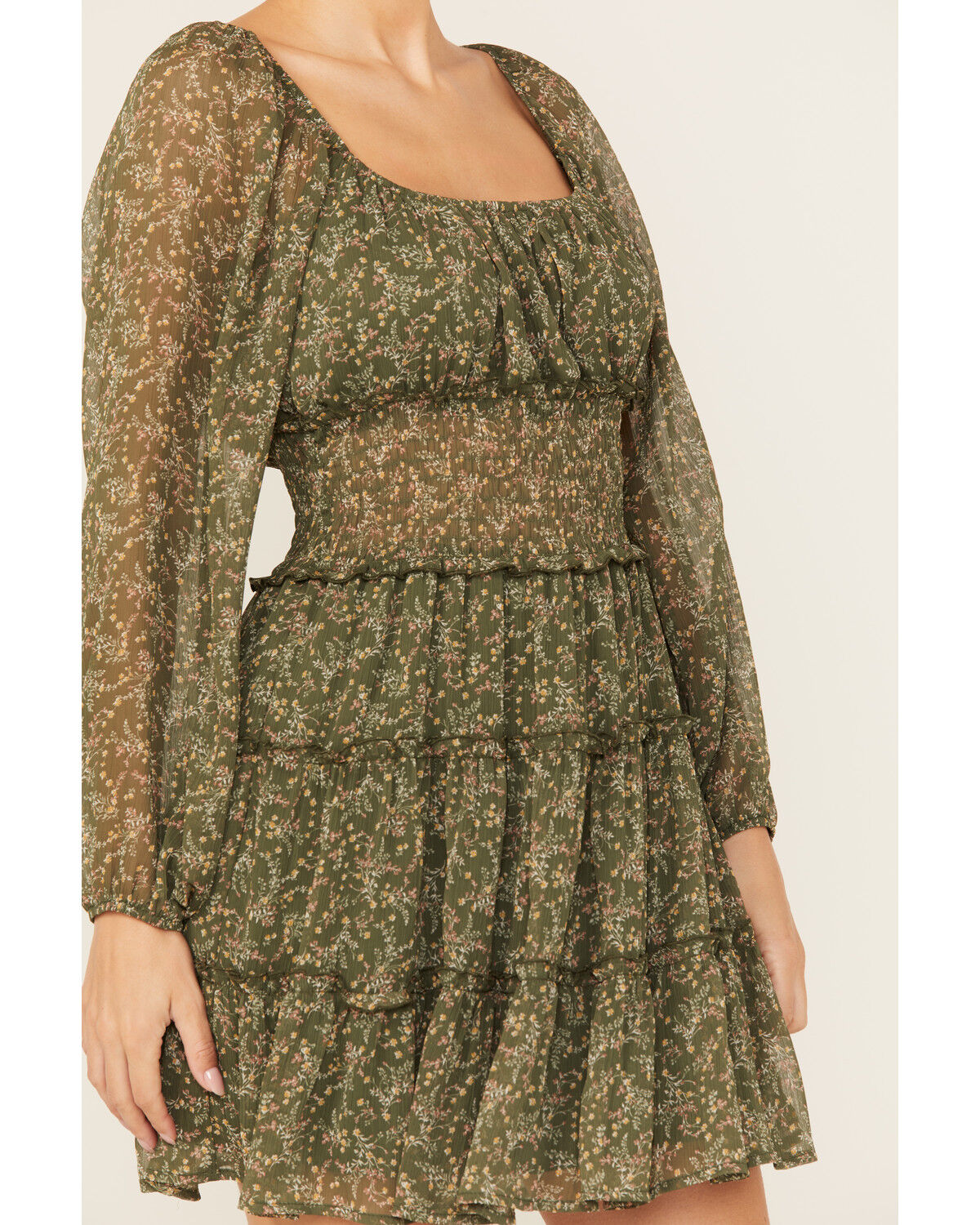 Ash & Violet Women's Floral Print Long Sleeve Mini Dress