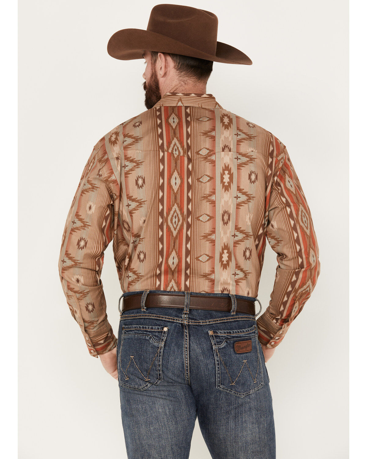 Wrangler Men's Checotah Southwestern Long Sleeve Western Pearl Snap Shirt