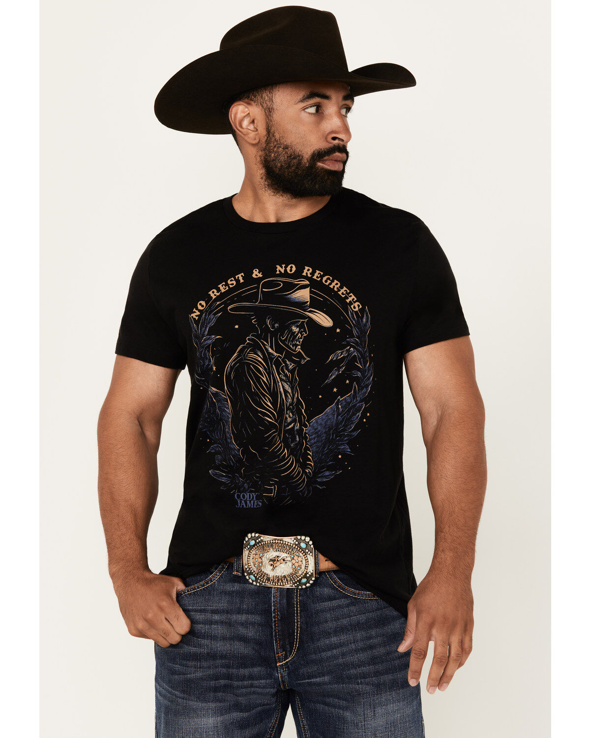 Cody James Men's No Regrets Cowboy Short Sleeve Graphic T-Shirt