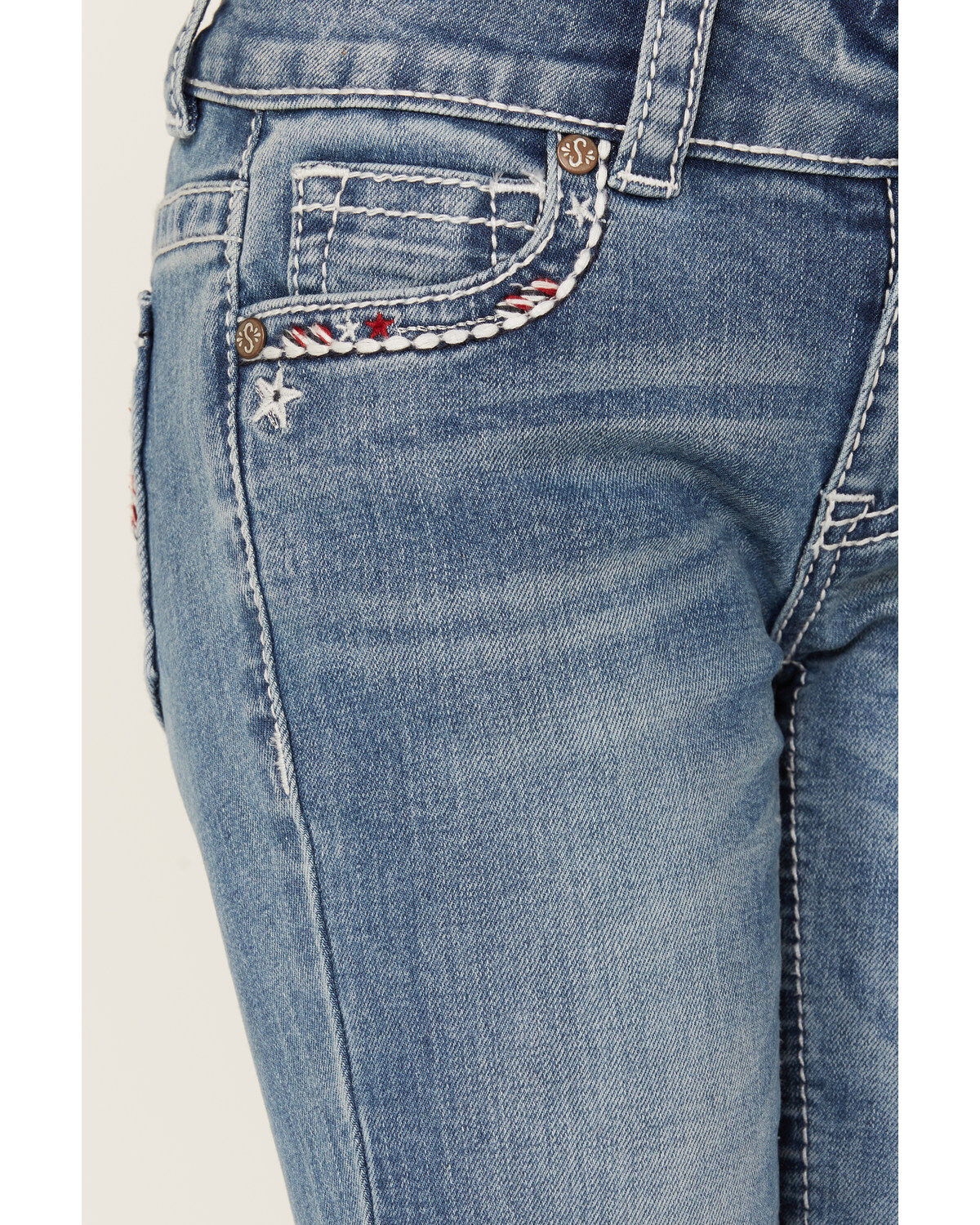 Shyanne Little Girls' Americana Stars Pocket Bootcut Jeans