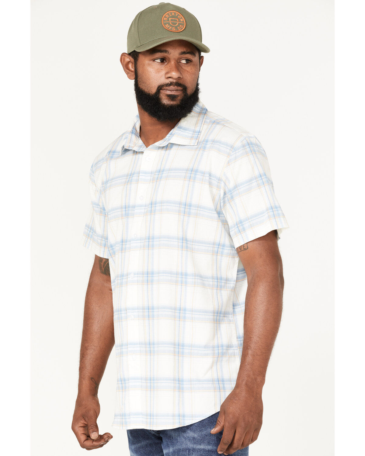 Brixton Men's Charter Plaid Short Sleeve Button Down Shirt