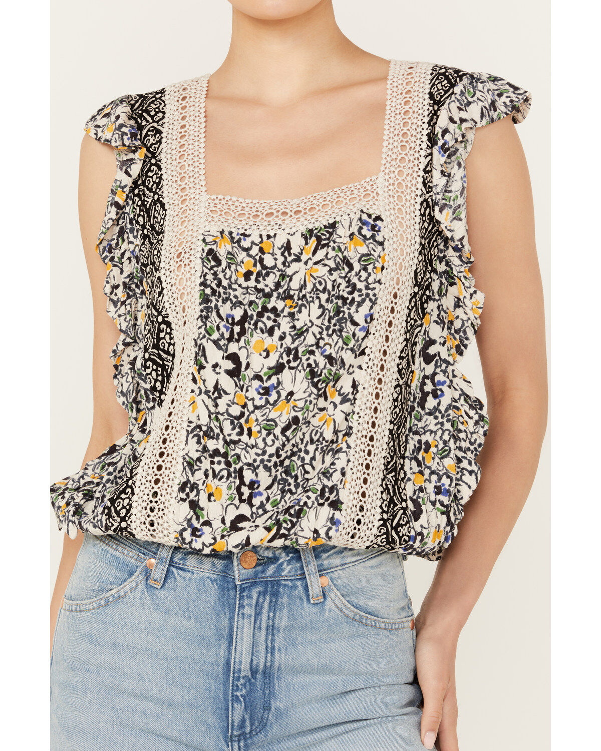 Angie Women's Butterfly Sleeve Floral Print Top