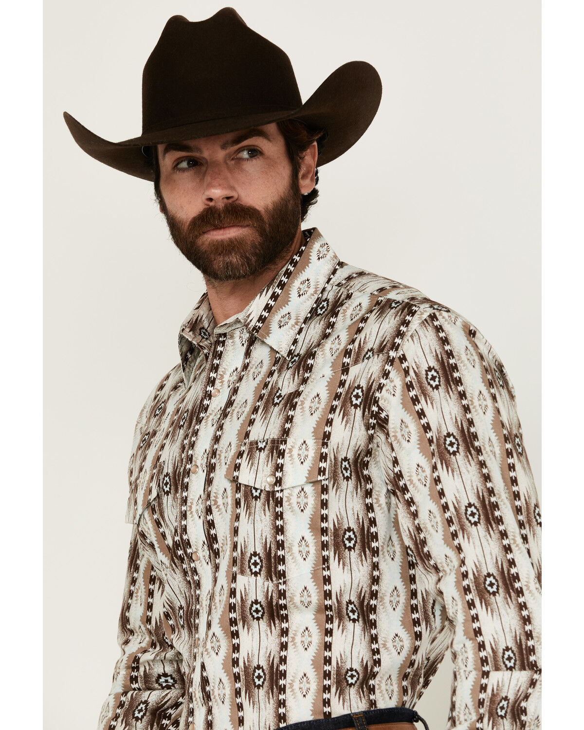 Wrangler Men's Checotah Southwestern Print Long Sleeve Snap Western Shirt - Tall