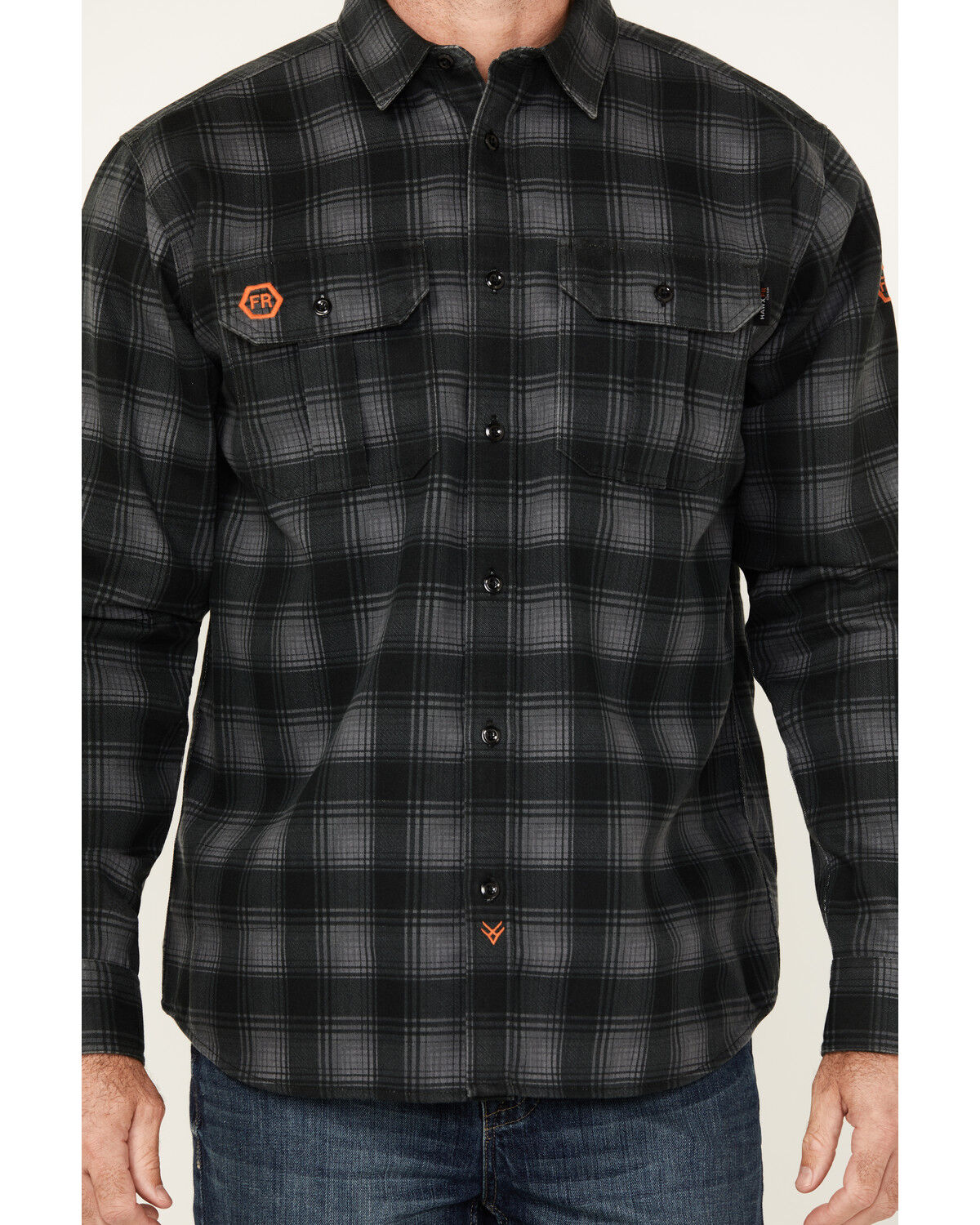 Hawx Men's FR Plaid Print Long Sleeve Button-Down Western Work Shirt
