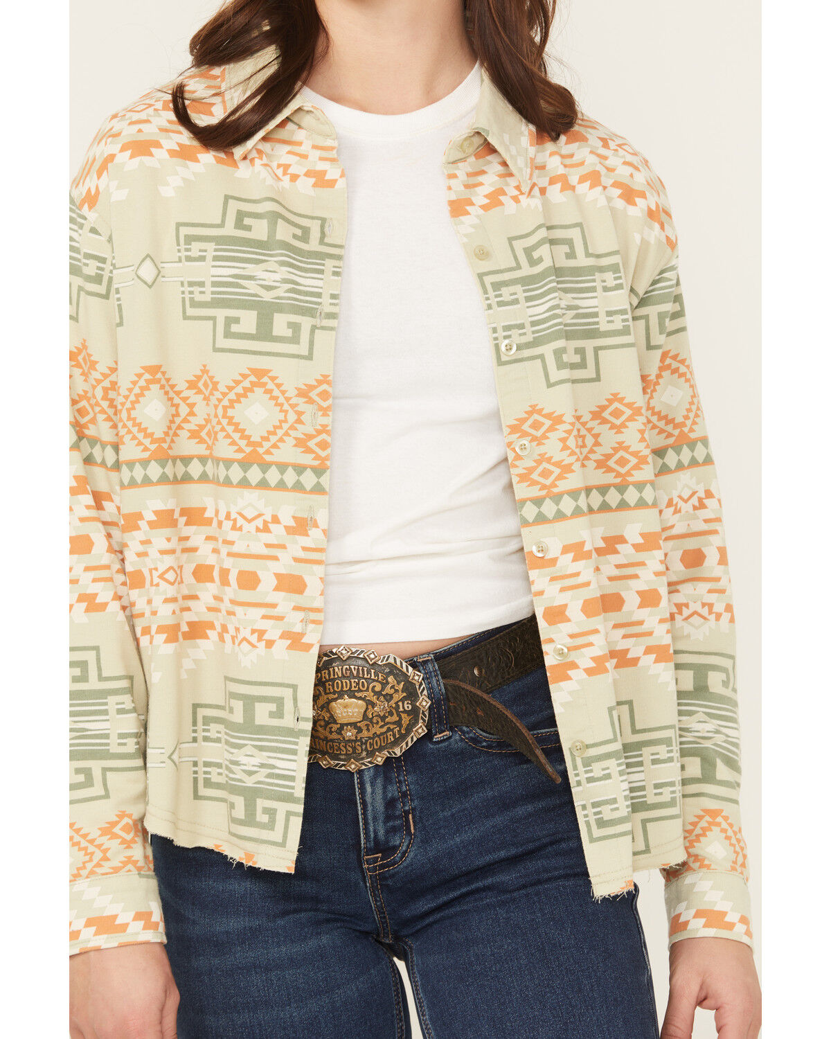 Rock & Roll Denim Women's Southwestern Print Long Sleeve Button-Down Western Shirt