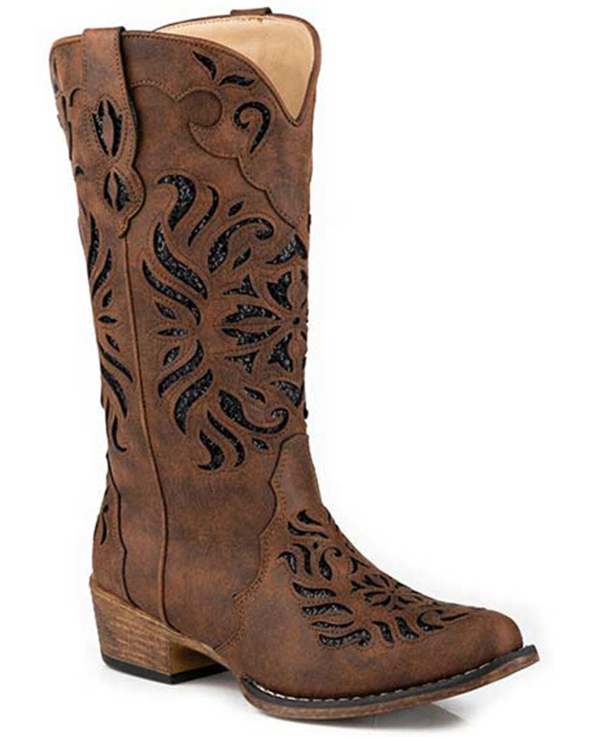 Roper Women's Riley Glitz Glitter Inlay Western Boots - Snip Toe