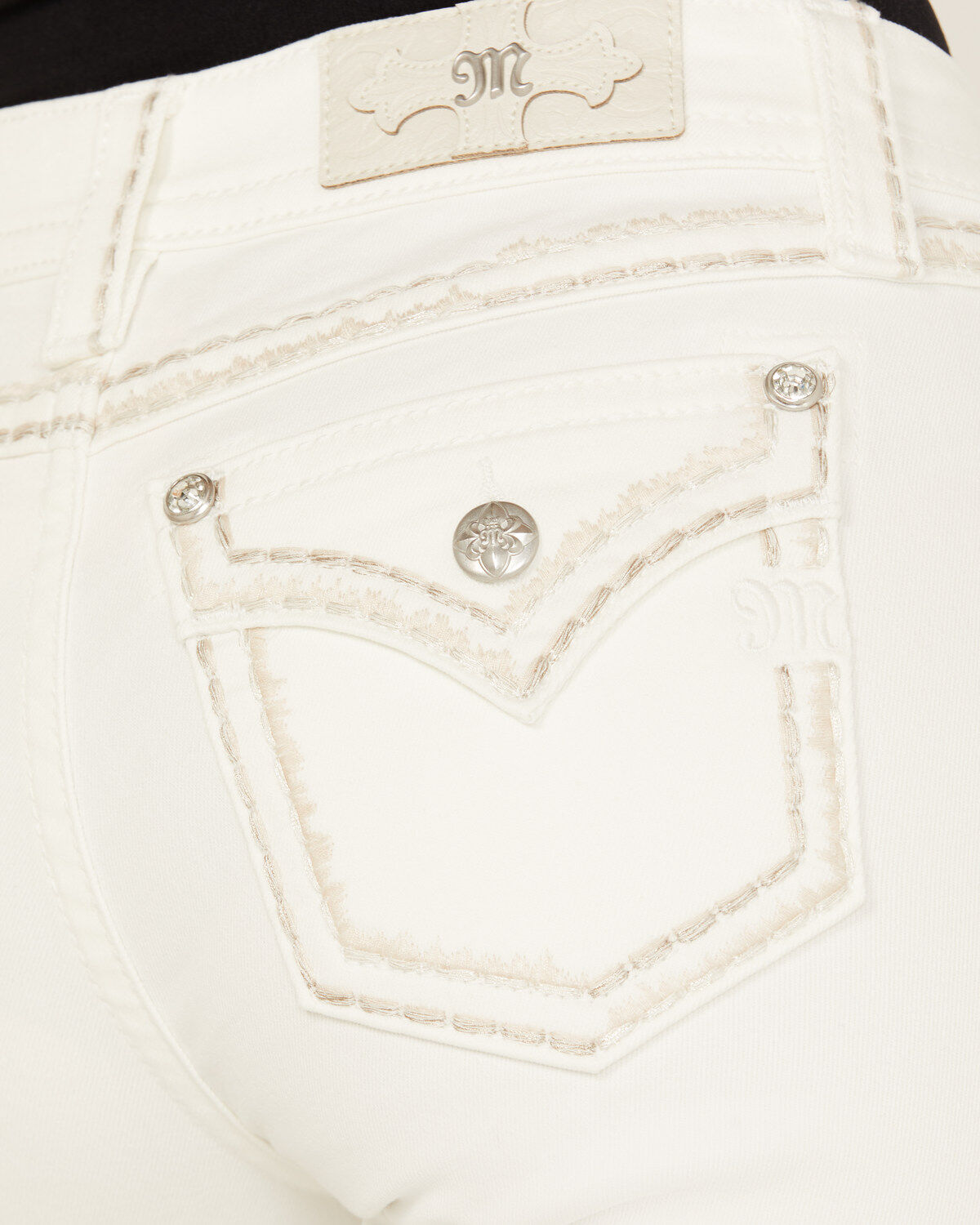Miss Me Women's Mid Rise Whipstitch Border Pocket Bootcut Stretch Denim Jeans
