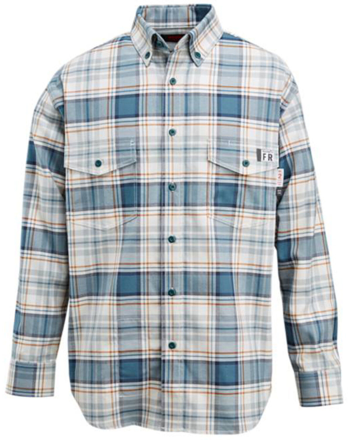 Wolverine Men's FR Plaid Print Long Sleeve Twill Work Shirt