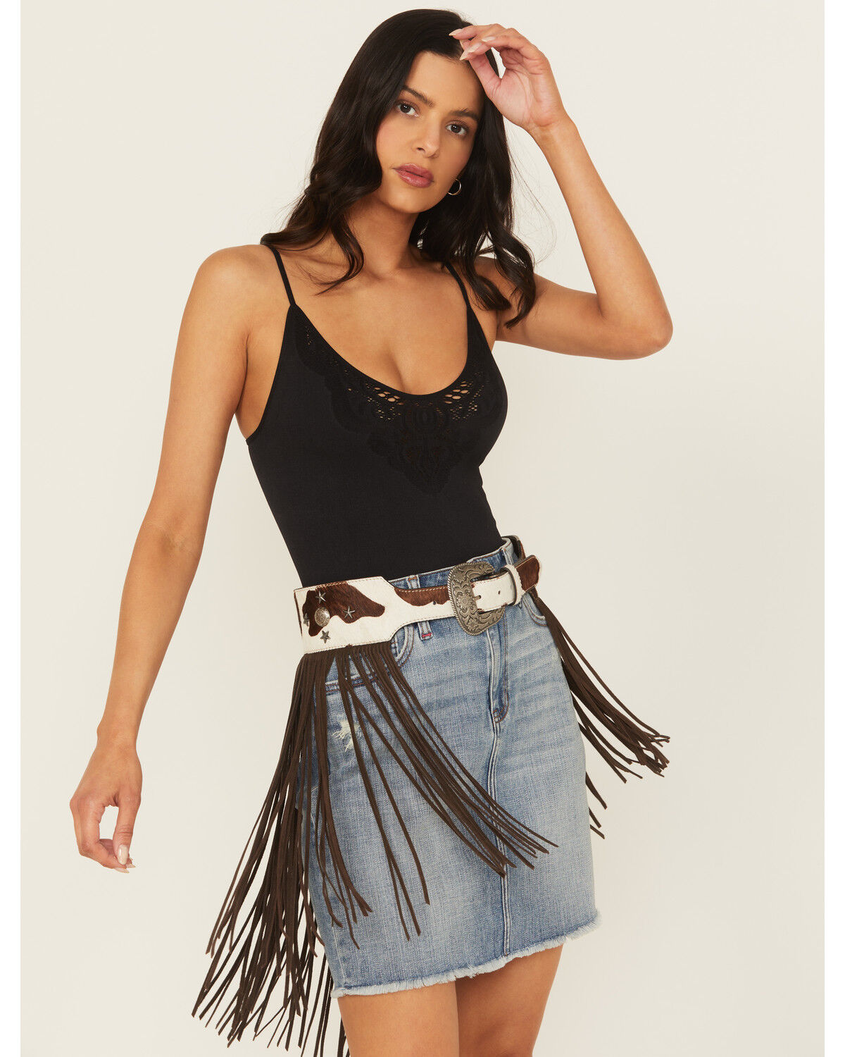 Idyllwind Women's Festival Fringe Hair-On Star Concho Belt