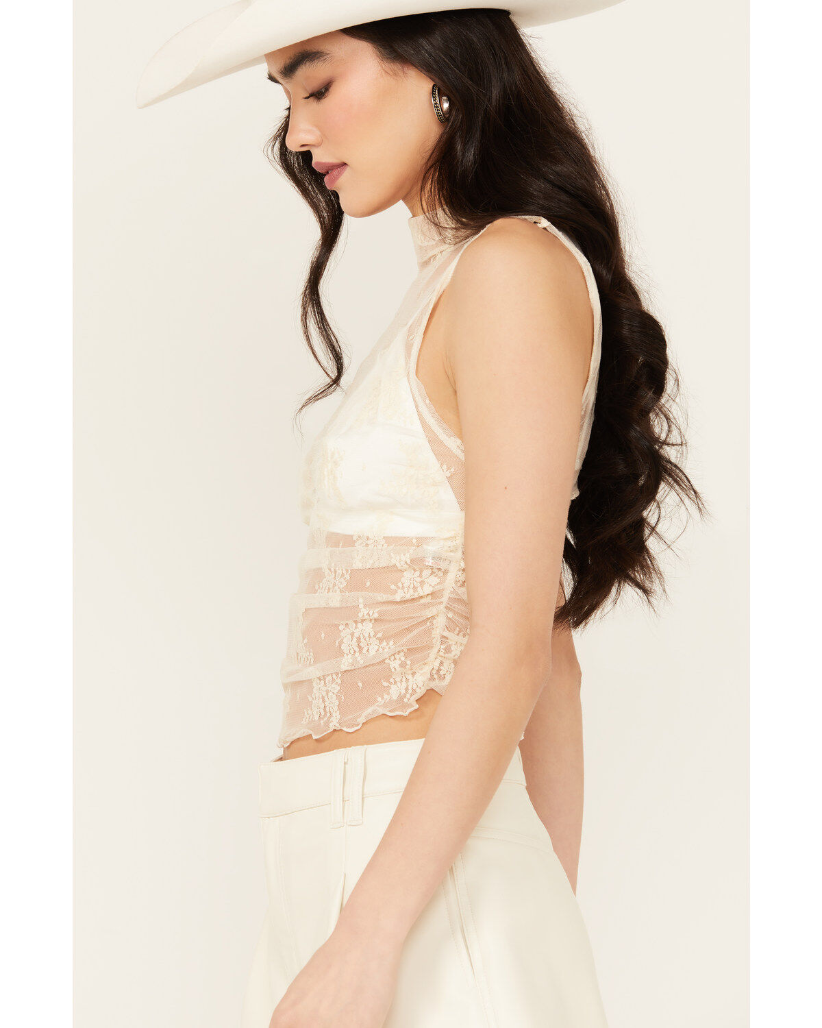 Free People Women's Mesh Floral Muscle Tank