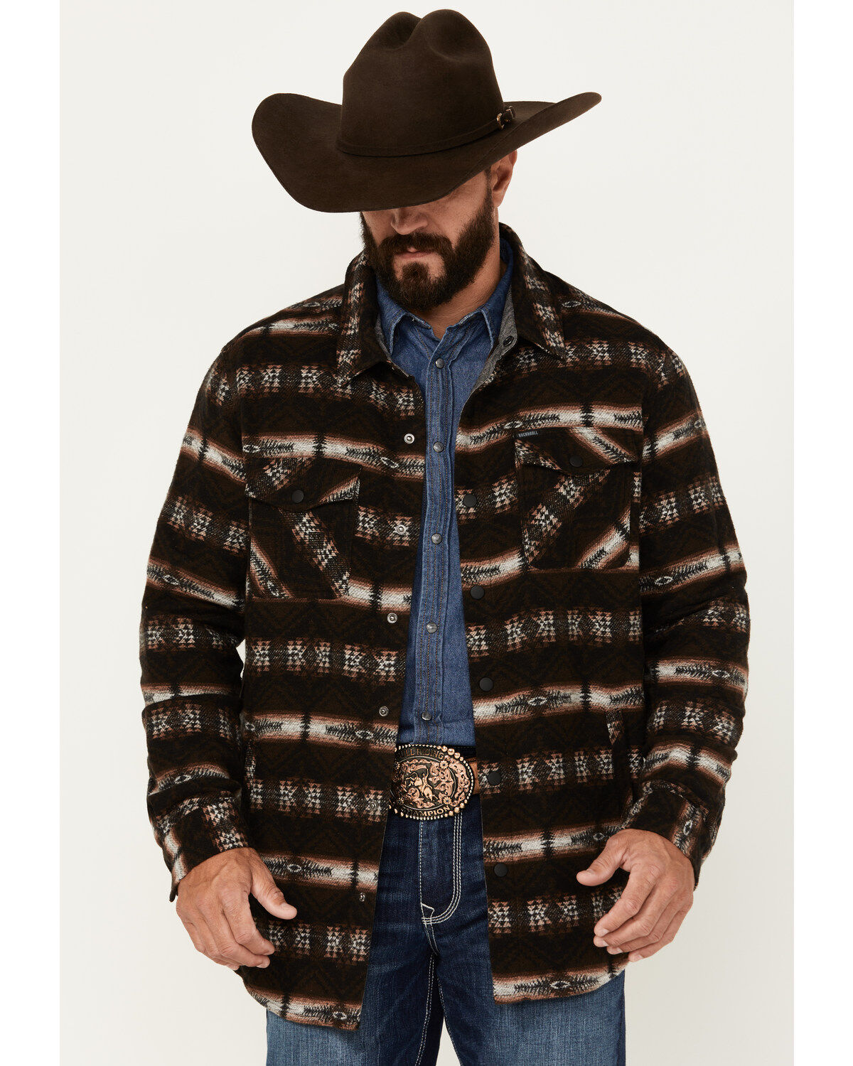 Rock & Denim Men's Southwestern Print Jacquard Shacket
