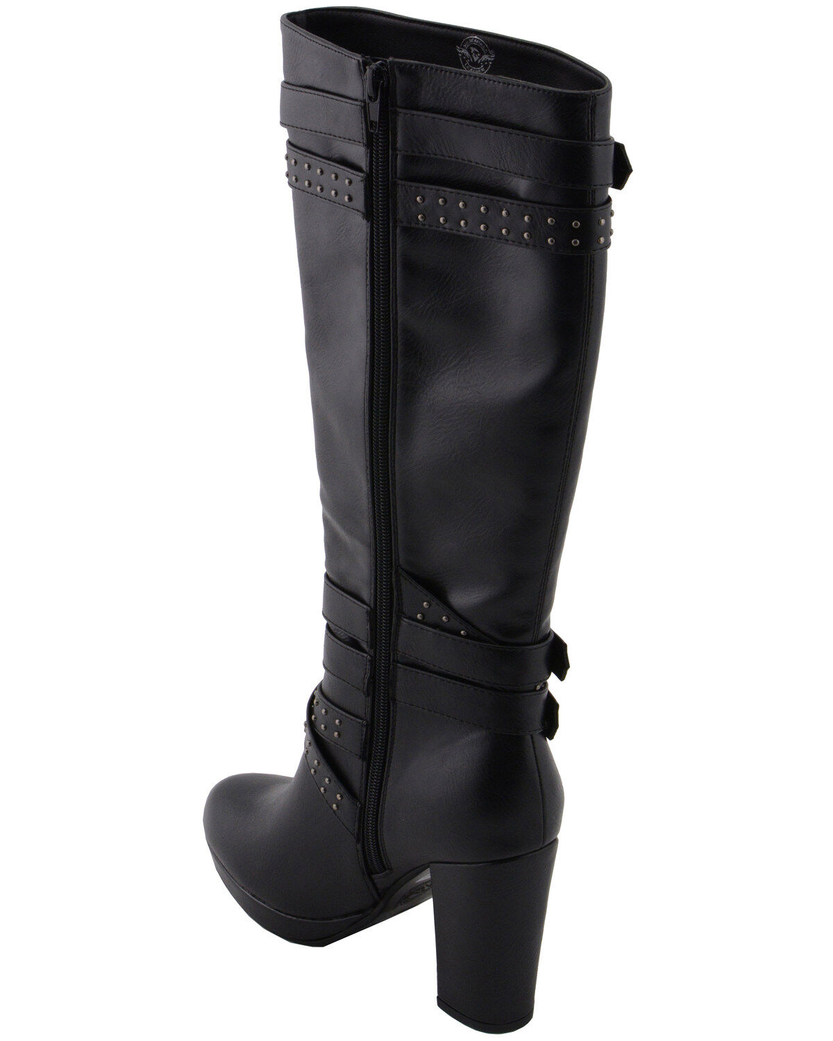 Milwaukee Leather Women's Platform Heel Studded Strap Boot - Round Toe