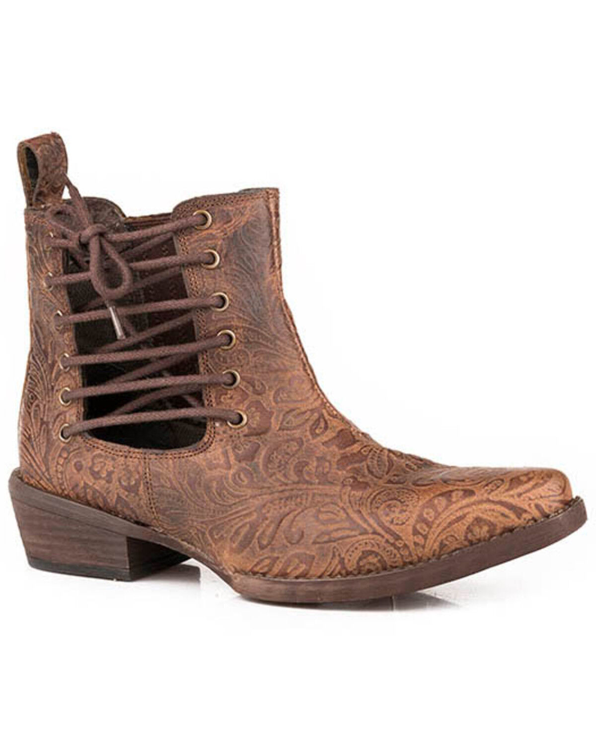 Roper Women's Trooper Embossed Western Booties - Snip Toe