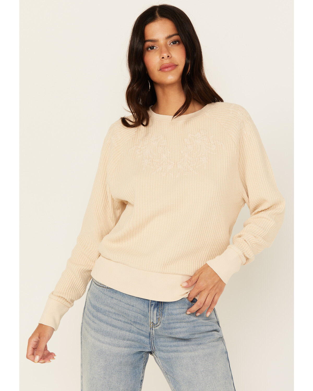 Cleo + Wolf Women's Waffle Knit Long Sleeve Top