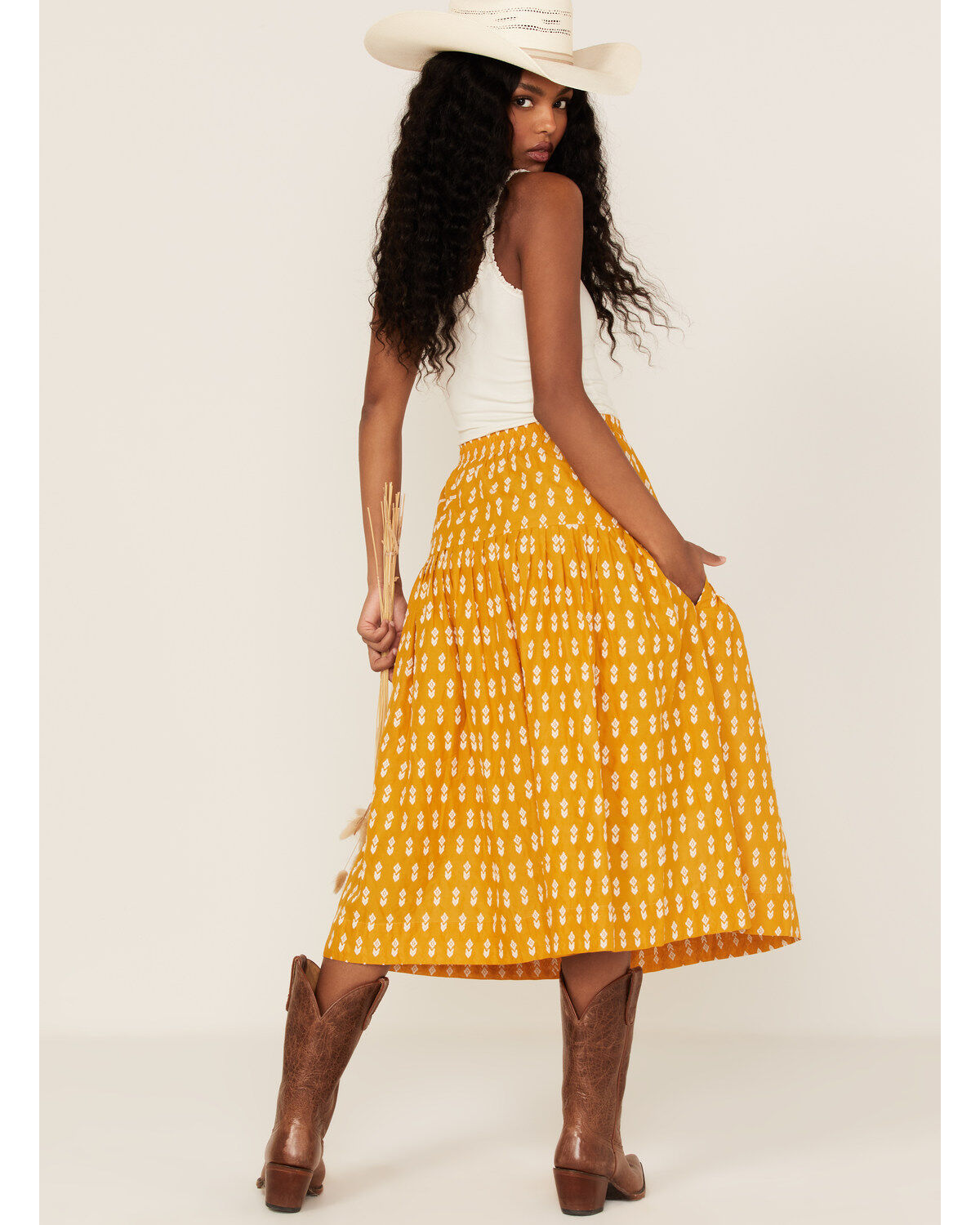 Stetson Women's Southwestern Embroidered Prairie Style Midi Skirt