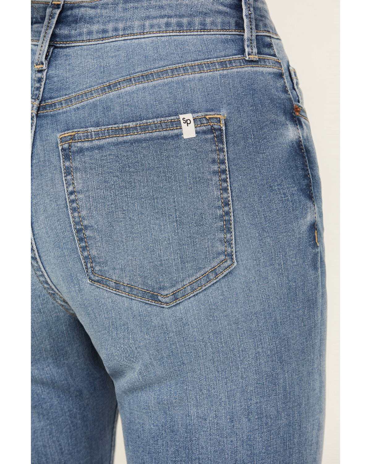 Sneak Peek Women's Medium Wash High Rise Exposed Button-Fly Stretch Bootcut Jeans