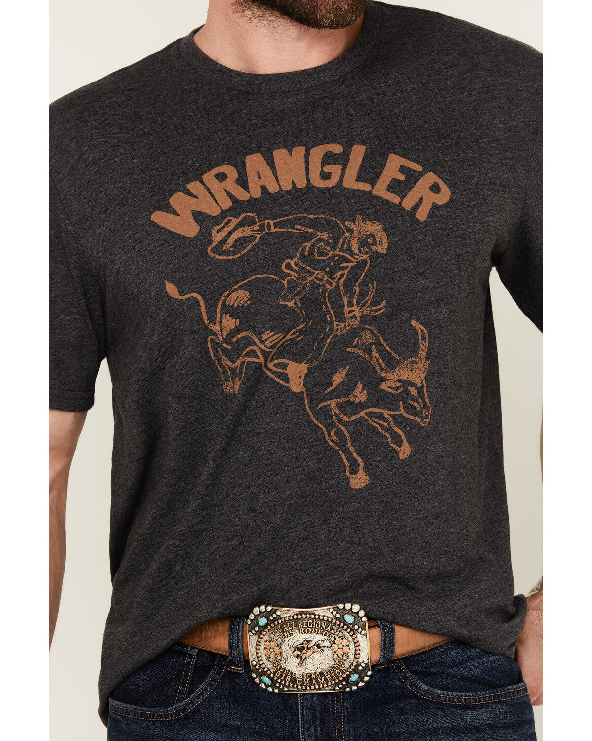 Wrangler Men's Bucking Bull Logo Short Sleeve Graphic T-Shirt
