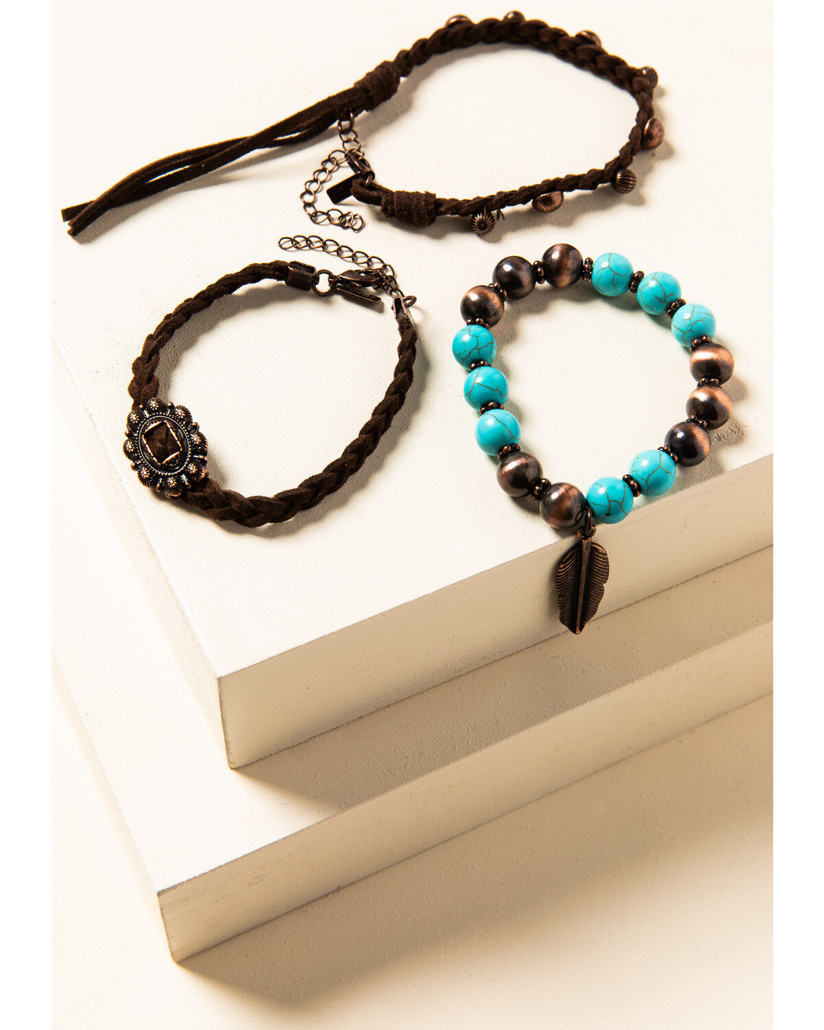 Shyanne Women's Willow Moon Leather Beaded Bracelet Set