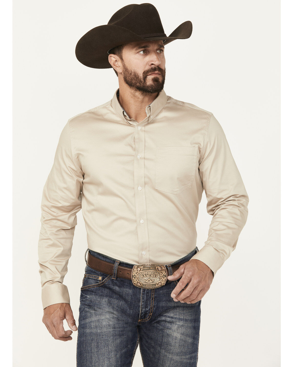 Cody James Men's Basic Twill Long Sleeve Button-Down Performance Western Shirt