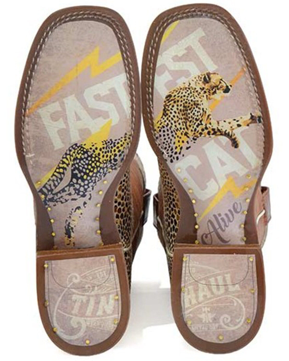 Tin Haul Women's Golden Cheetah Western Boots - Broad Square Toe