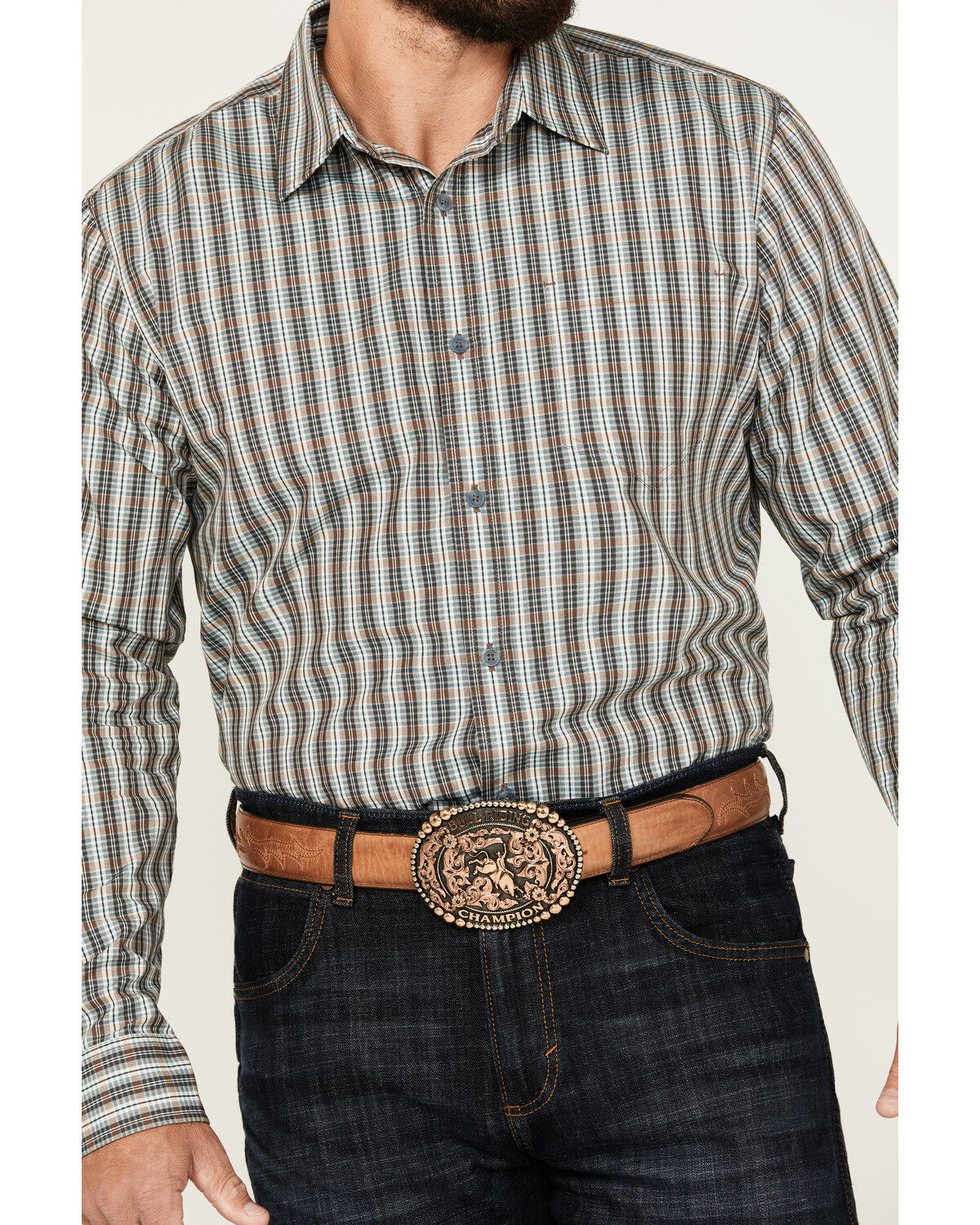 Gibson Trading Co Men's Stadium Plaid Print Long Sleeve Button-Down Shirt