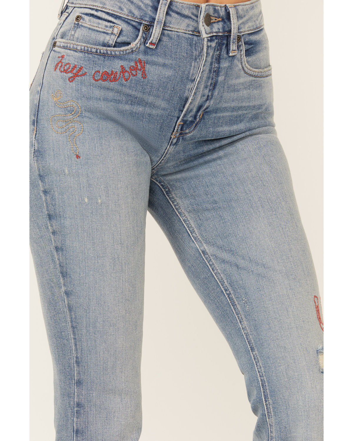 Idyllwind Women's Foster Embroidered Medium Wash High Rise Bootcut Denim Jeans