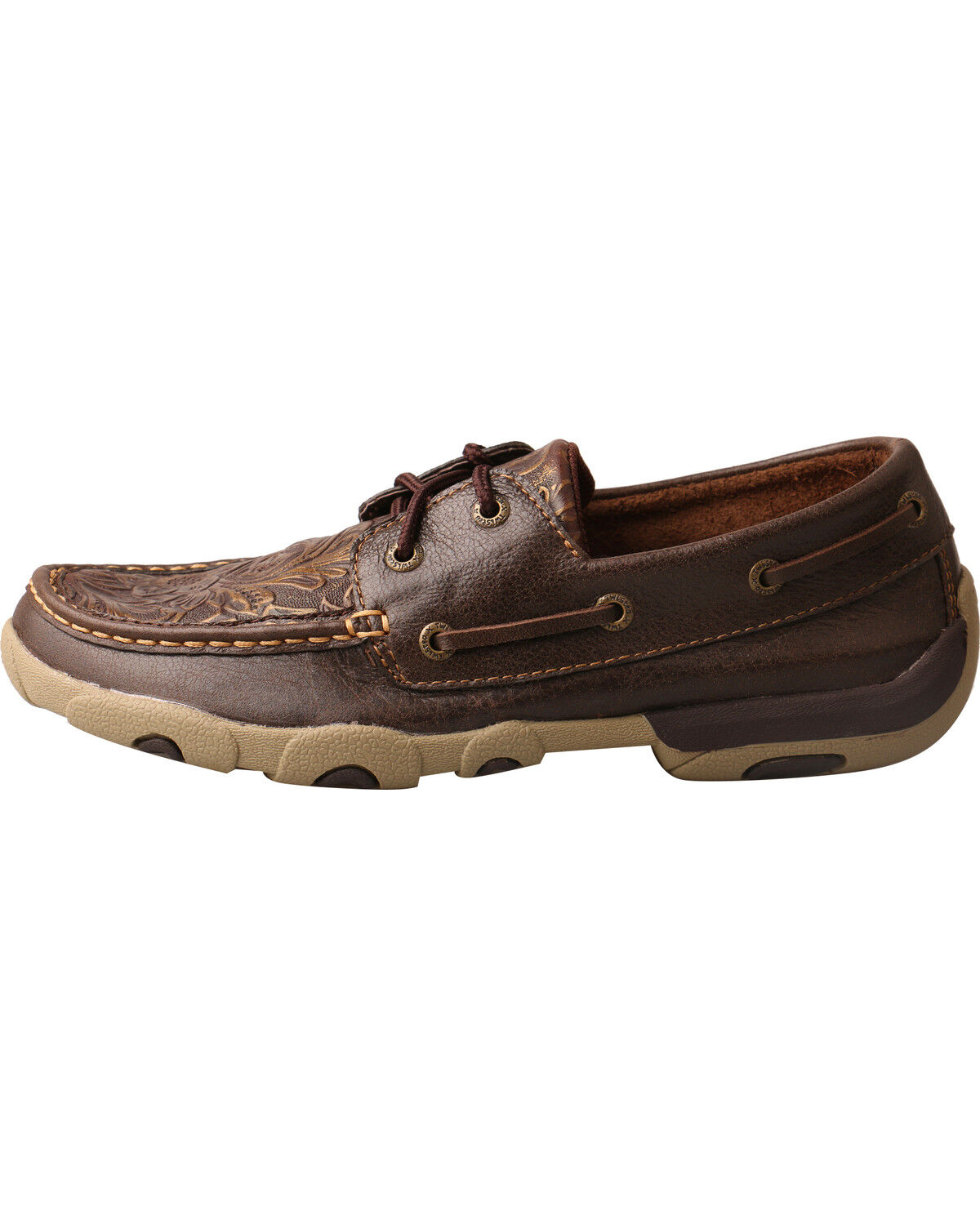 Twisted X Women's Tooled Boat Shoe Driving Mocs