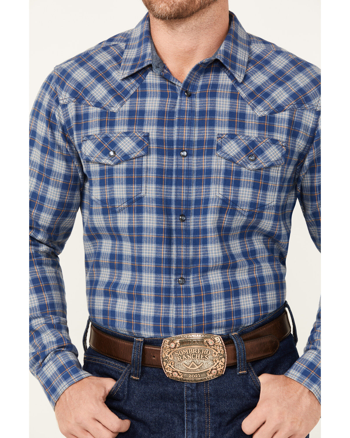 Cody James Men's Plaid Print Long Sleeve Pearl Snap Western Shirt - Big