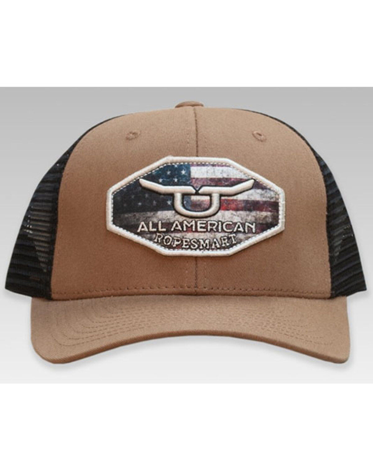 RopeSmart Men's All-American Embroidered Graphic Steer Flag Patch Mesh-Back Ball Cap