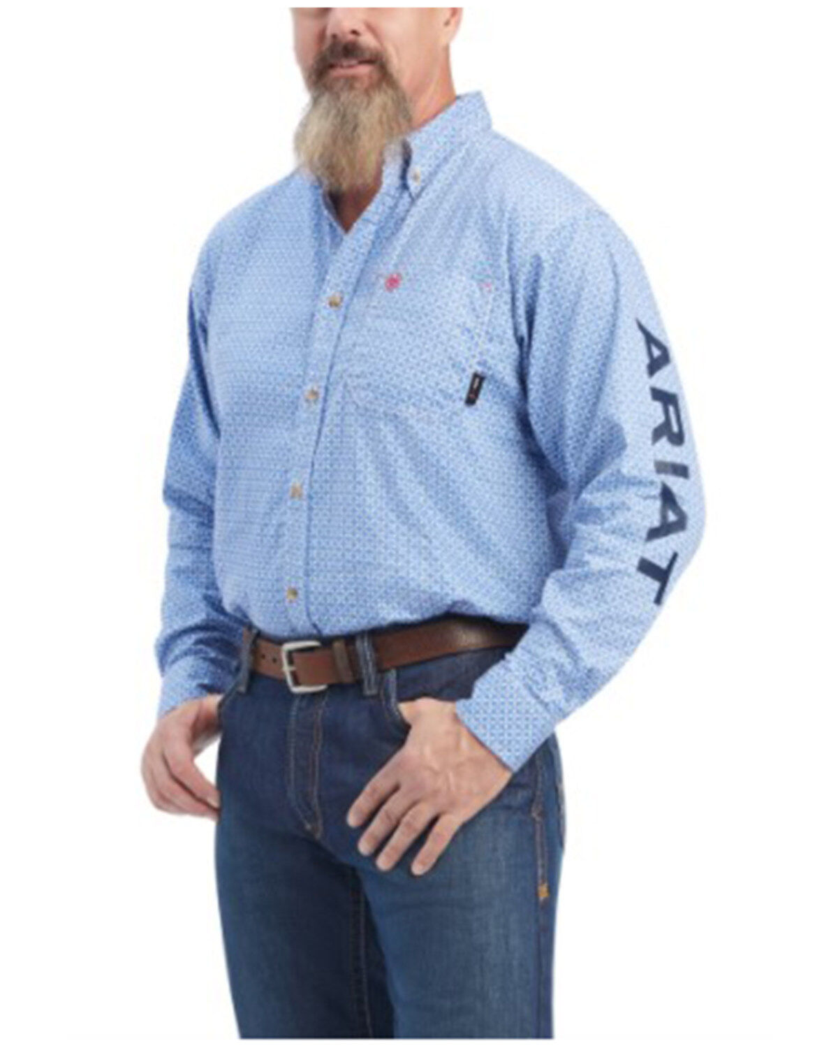 Ariat Men's FR Lanting Logo Geo Print Button Down Work Shirt