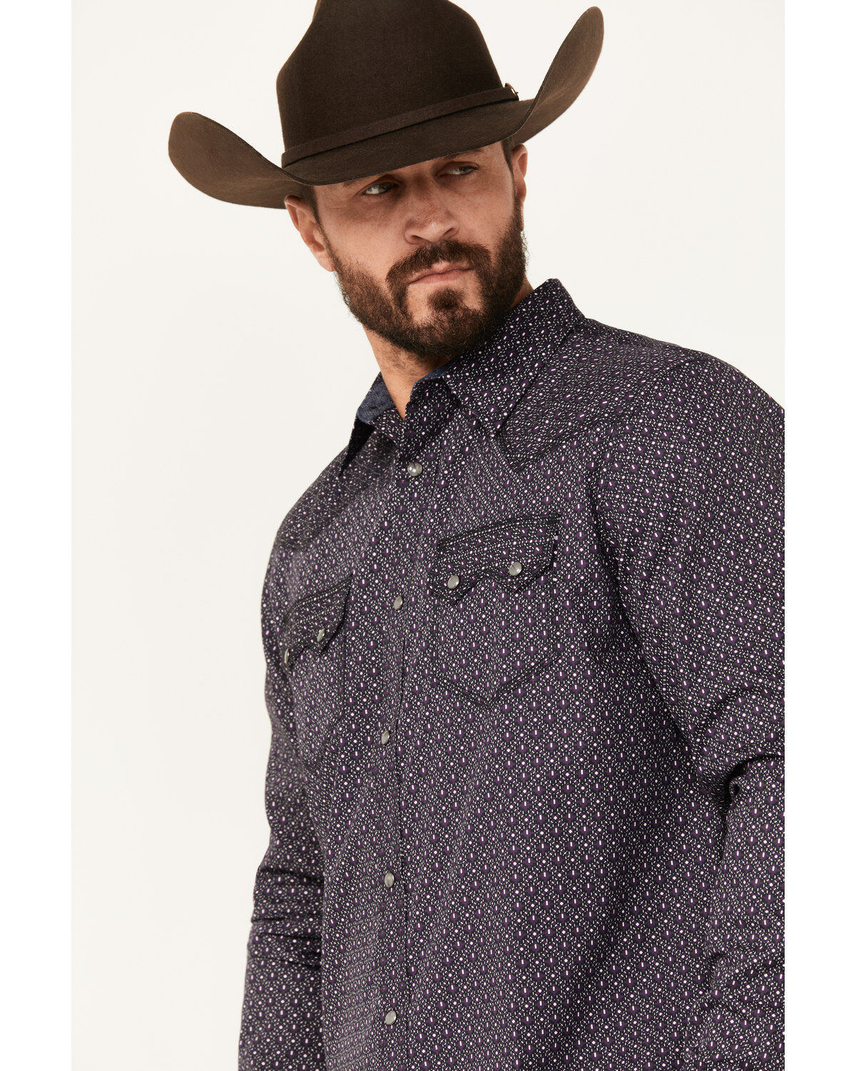 Moonshine Spirit Men's Geo Print Long Sleeve Snap Western Shirt